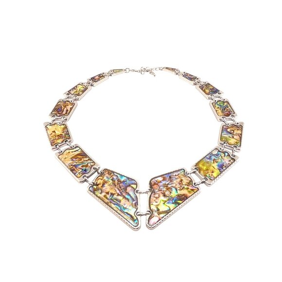 Queen of the Sea Natural Abalone Paua Silver Abalone Shell and Silver Tone State - Picture 4 of 9